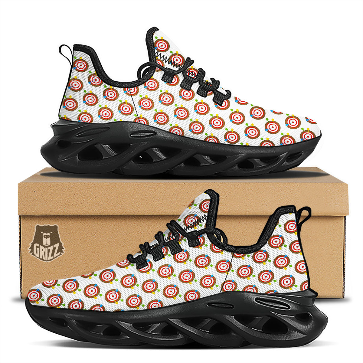 Dartboard Print Pattern Black Running Shoes-grizzshop