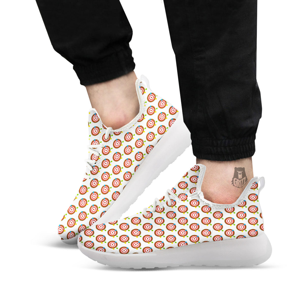Dartboard Print Pattern White Athletic Shoes-grizzshop