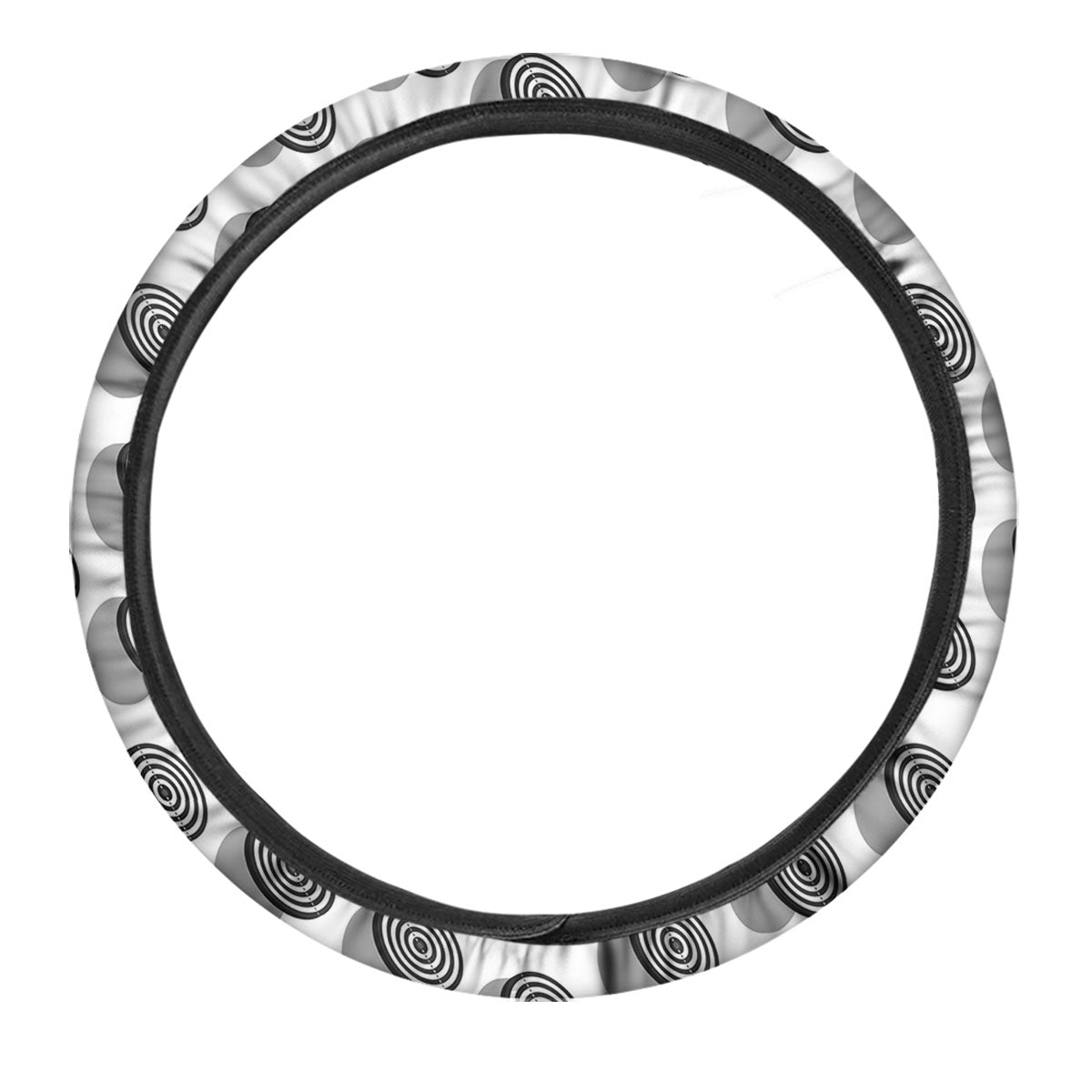 Dartboard White And Black Print Pattern Car Steering Wheel Cover-grizzshop