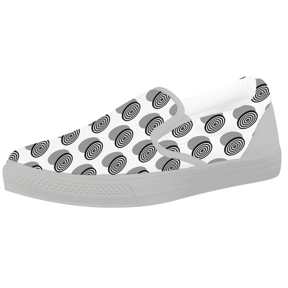 Dartboard White And Black Print Pattern White Slip On Shoes-grizzshop