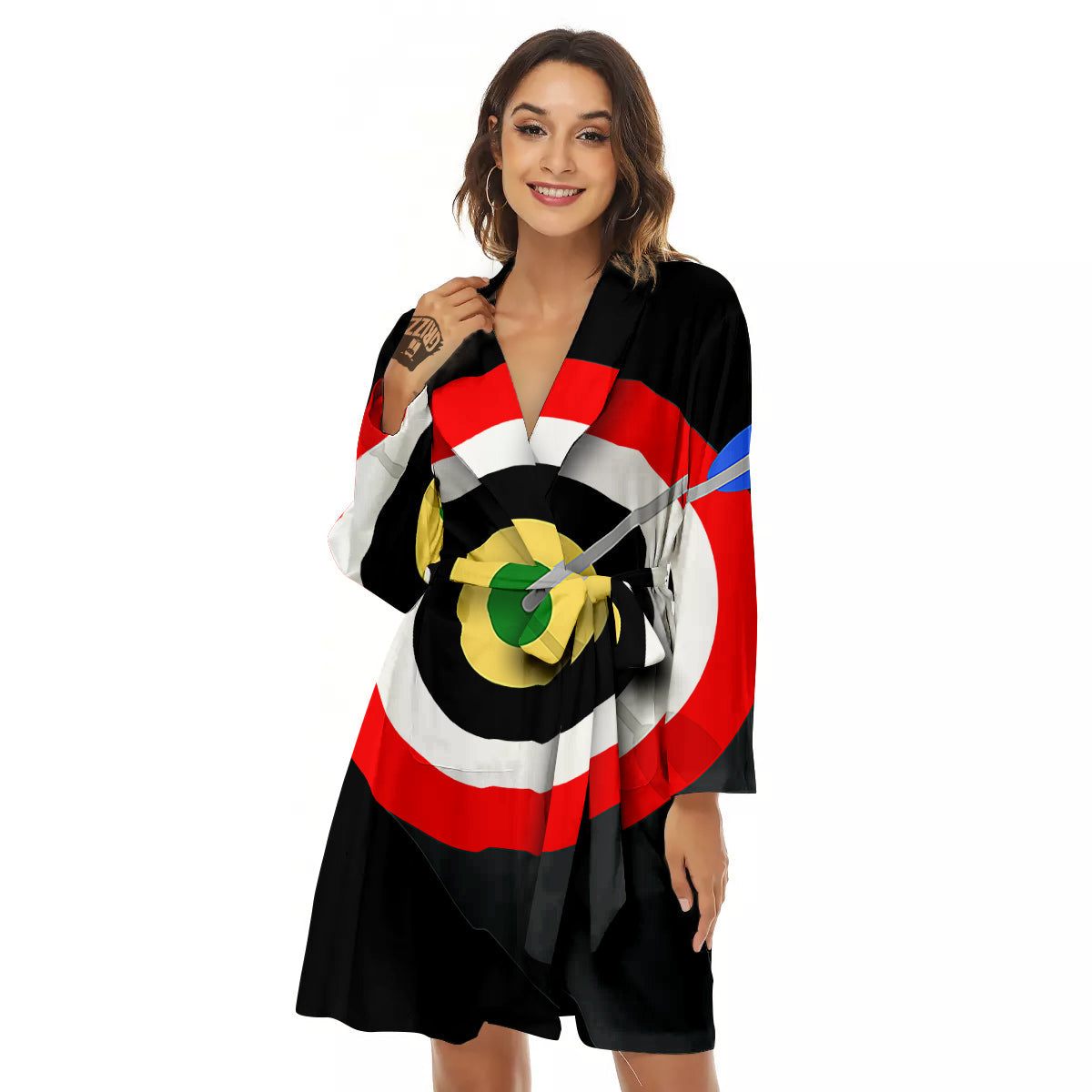 Darts Bullseye Print Women's Robe-grizzshop