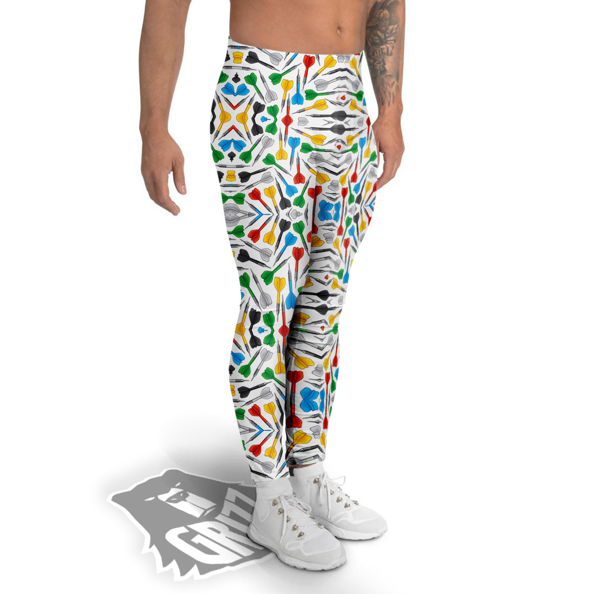 Darts Colorful Print Pattern Men's Leggings-grizzshop