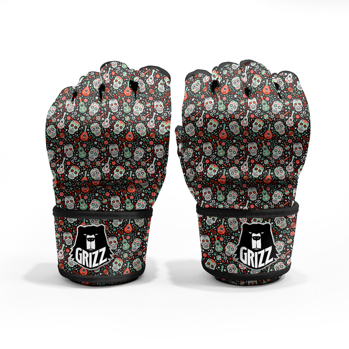 Day Of The Dead Calaveras Print Pattern MMA Gloves-grizzshop