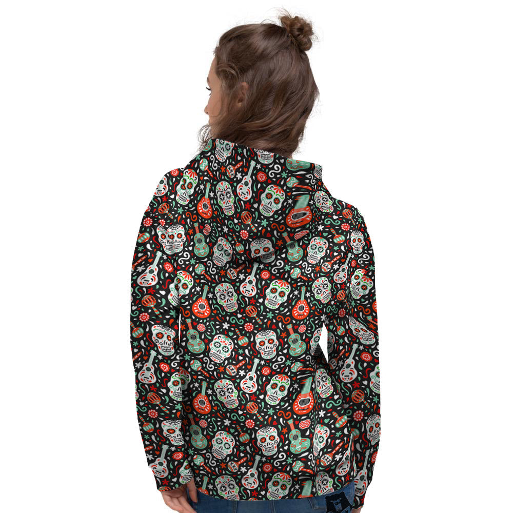 Day Of The Dead Calaveras Print Pattern Women's Hoodie-grizzshop