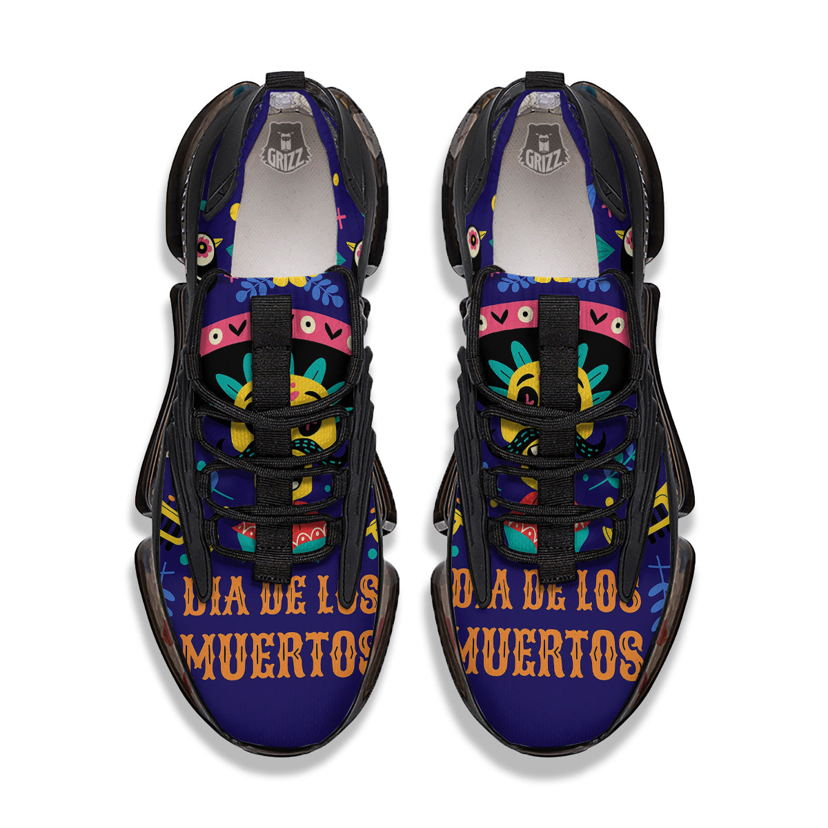 Day Of The Dead Cinco de Mayo Print Black Gym Shoes-grizzshop