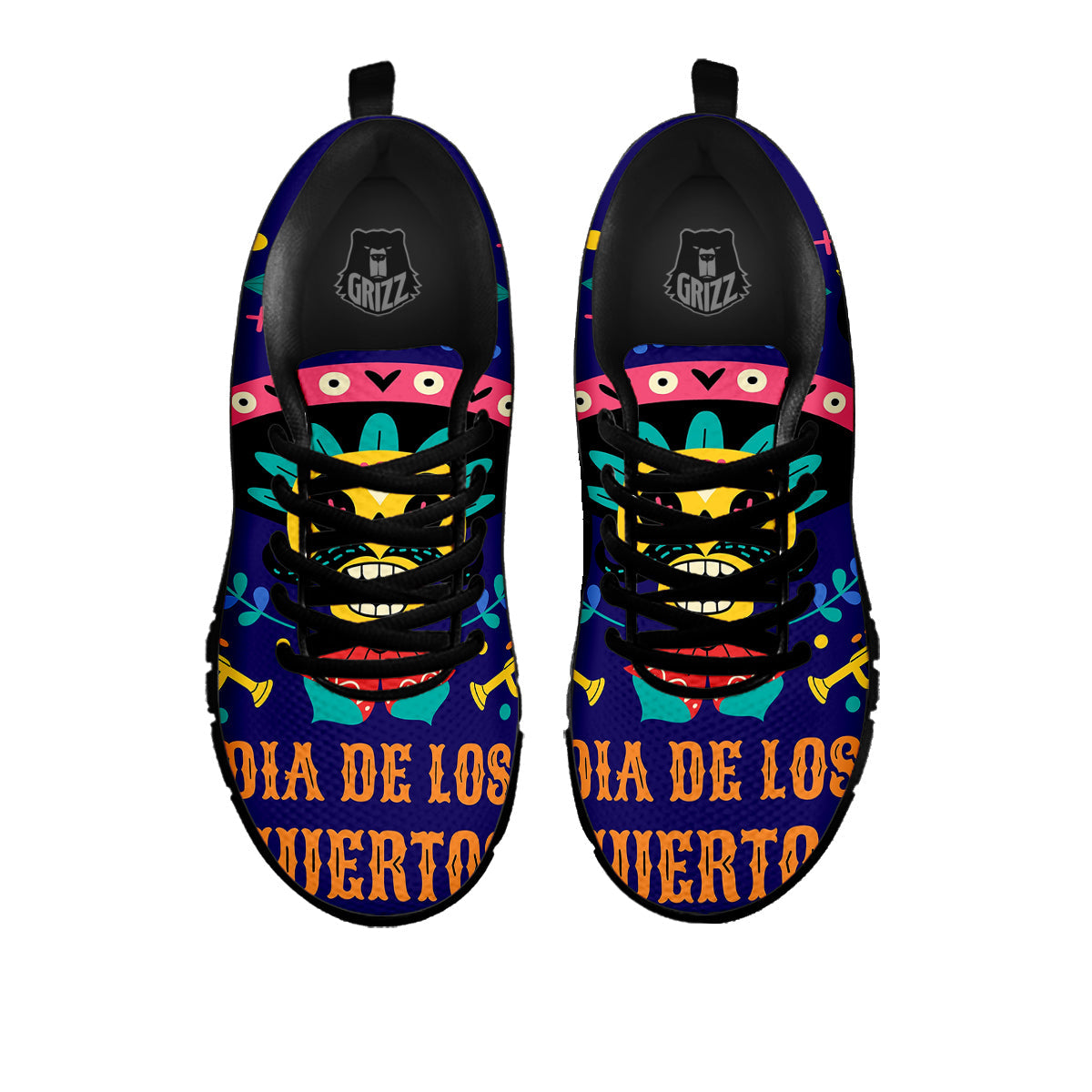 Day Of The Dead Cinco de Mayo Print Black Sneaker-grizzshop