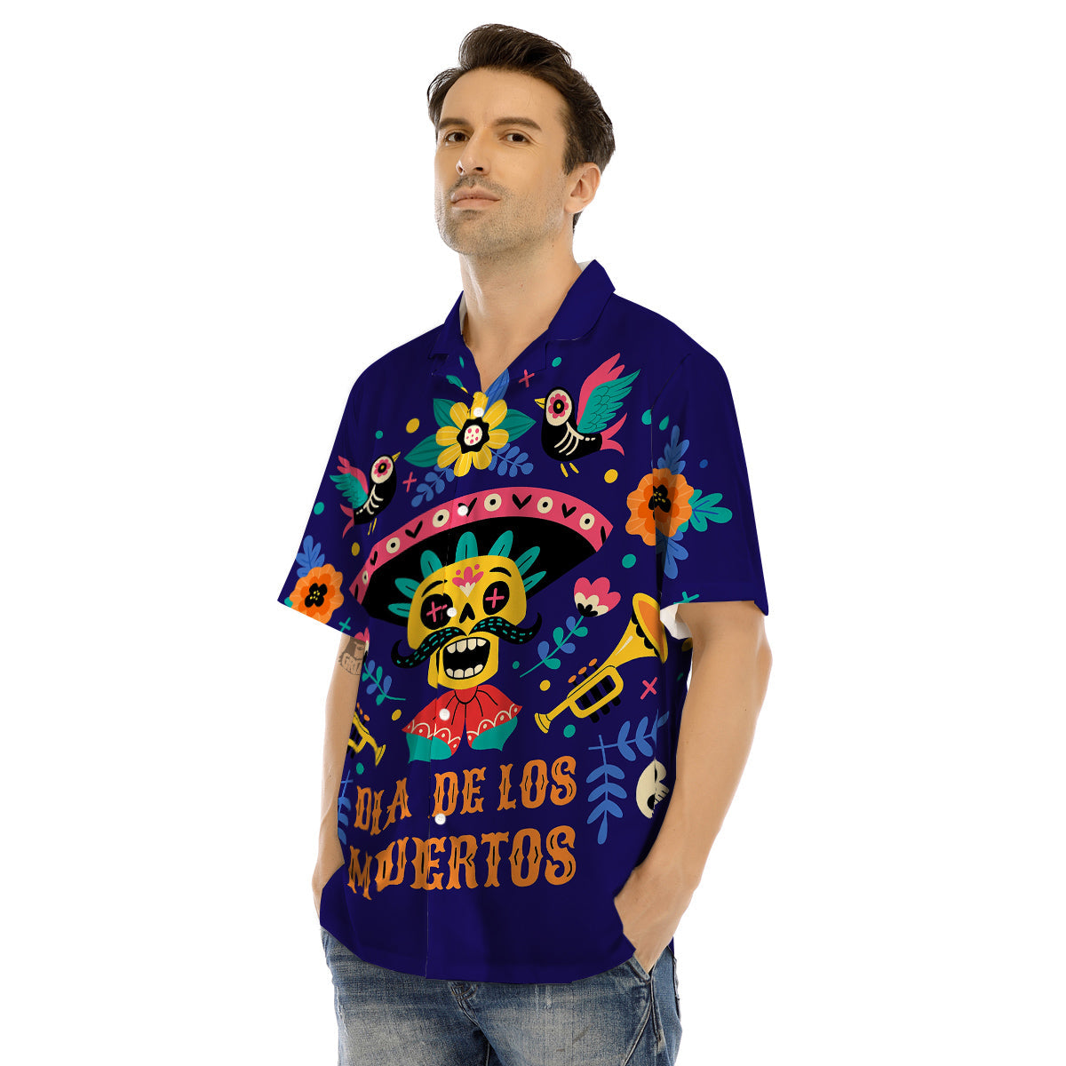 Day Of The Dead Cinco de Mayo Print Men's Hawaiian Shirt-grizzshop