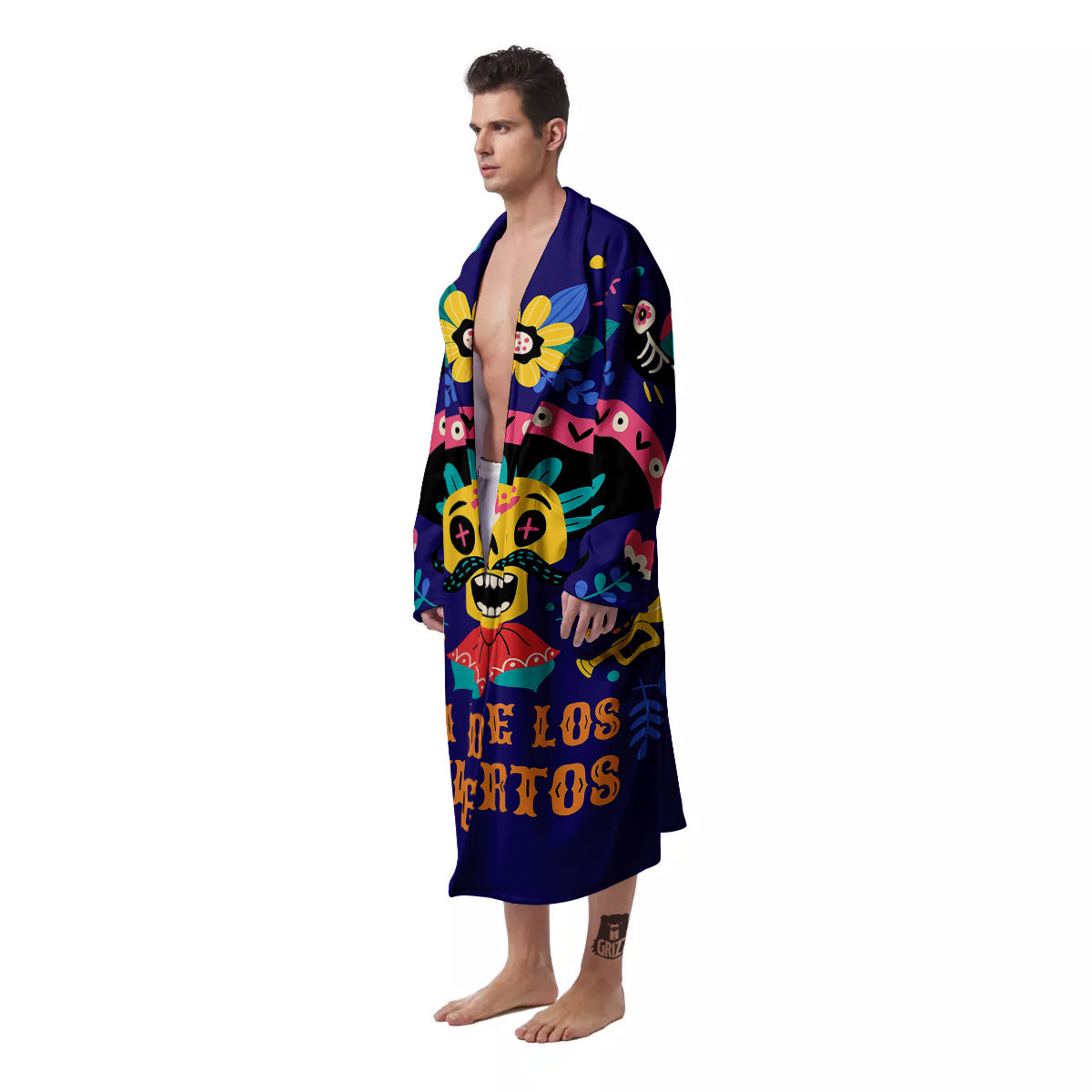 Day Of The Dead Cinco de Mayo Print Men's Robe-grizzshop