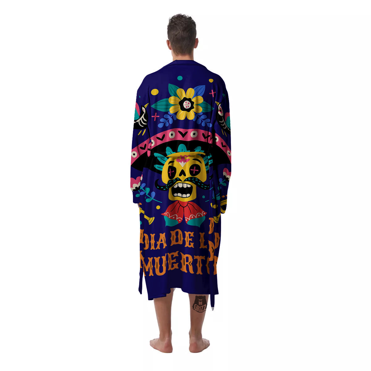 Day Of The Dead Cinco de Mayo Print Men's Robe-grizzshop