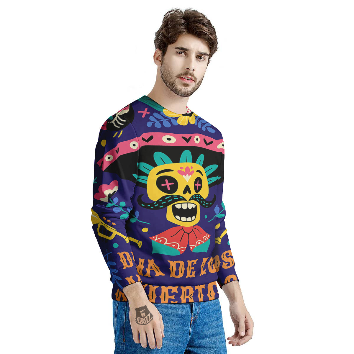 Day Of The Dead Cinco de Mayo Print Men's Sweatshirt-grizzshop