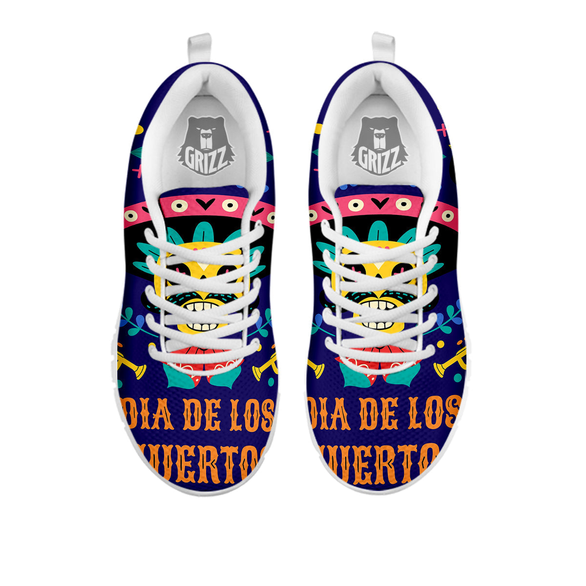 Day Of The Dead Cinco de Mayo Print White Sneaker-grizzshop