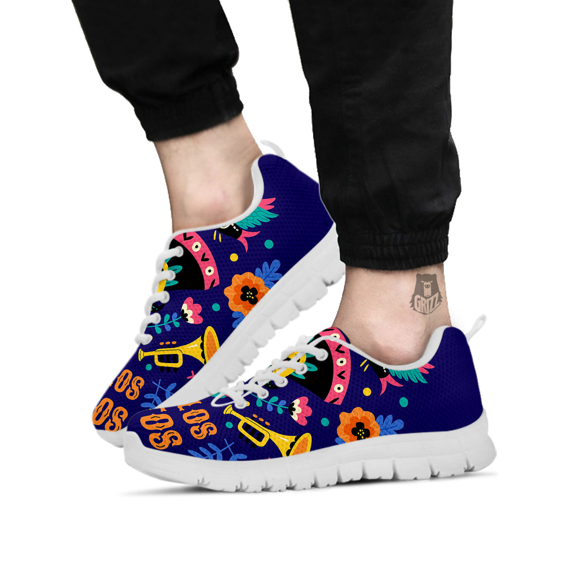 Day Of The Dead Cinco de Mayo Print White Sneaker-grizzshop