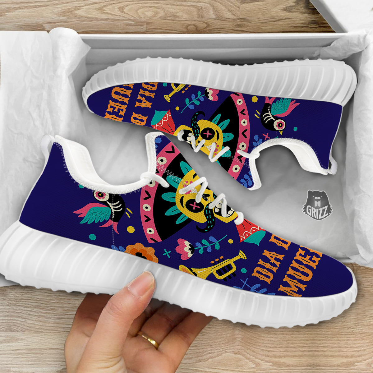 Day Of The Dead Cinco de Mayo Print White Walking Shoes-grizzshop