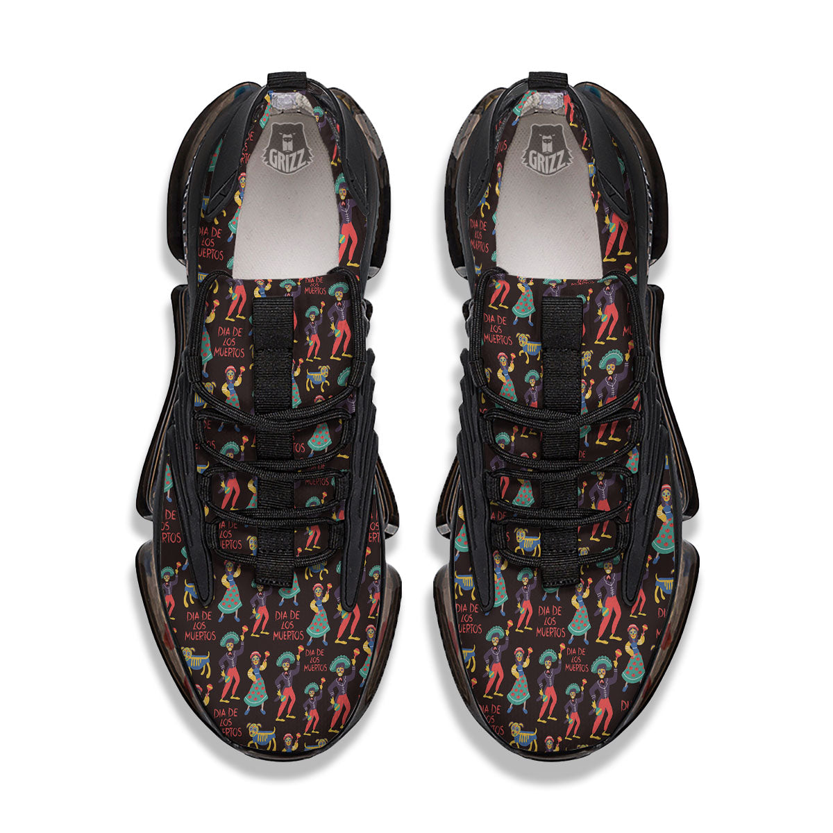 Day Of The Dead Dia De Los Muertos Print Pattern Black Gym Shoes-grizzshop
