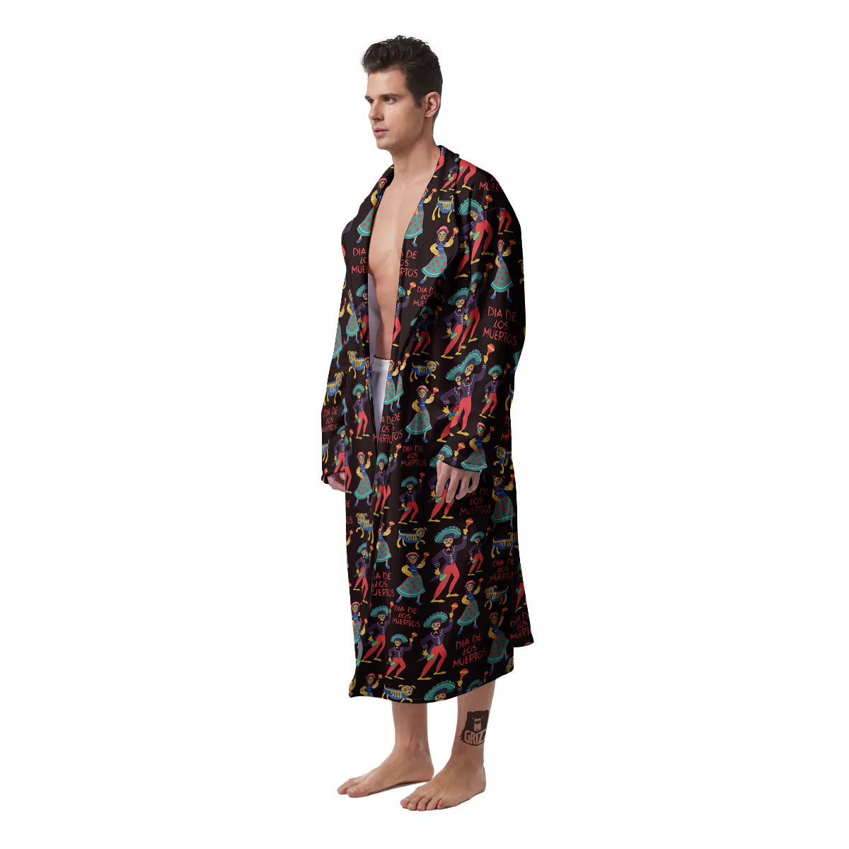 Day Of The Dead Dia De Los Muertos Print Pattern Men's Robe-grizzshop