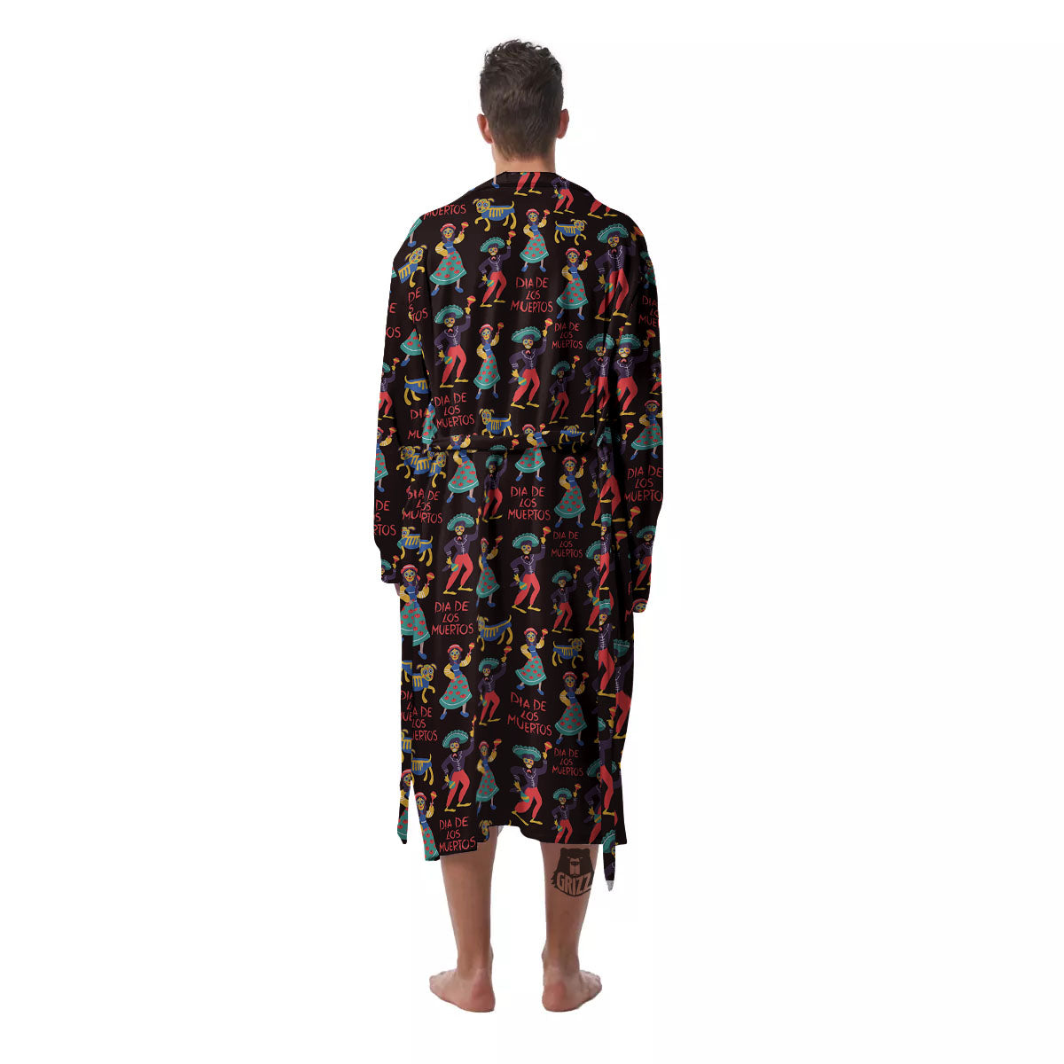Day Of The Dead Dia De Los Muertos Print Pattern Men's Robe-grizzshop