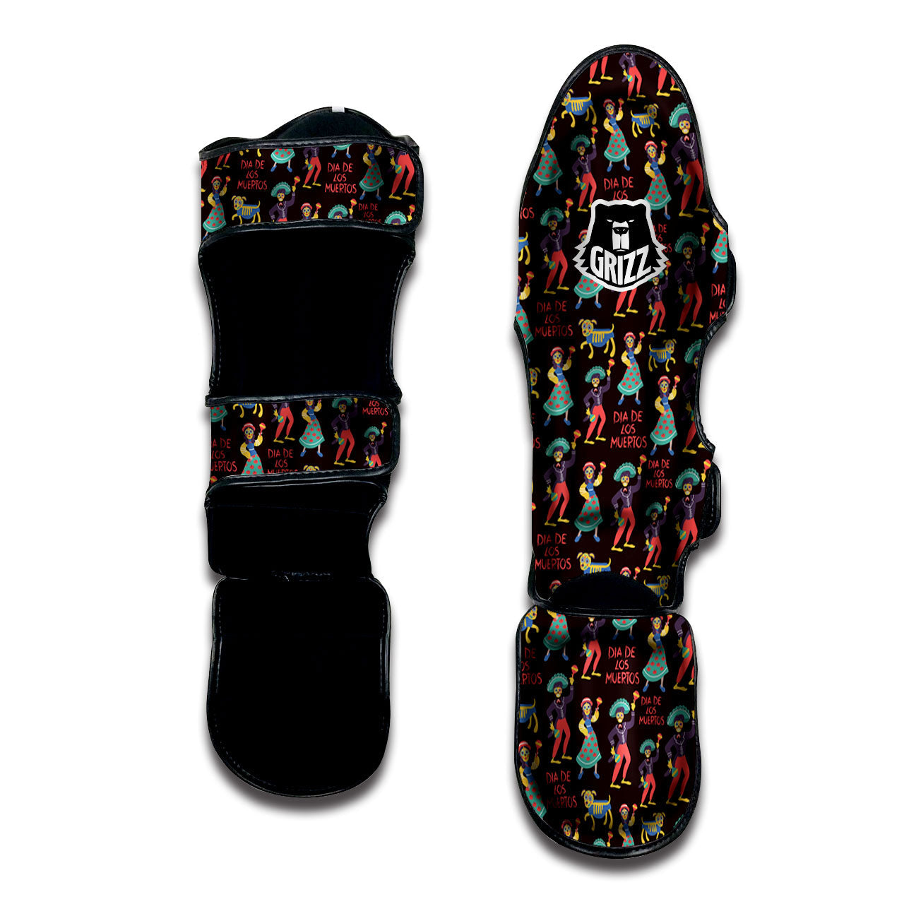 Day Of The Dead Dia De Los Muertos Print Pattern Muay Thai Shin Guards-grizzshop