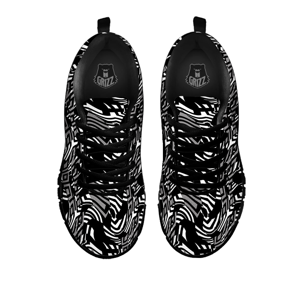 Dazzle Abstract Print Pattern Black Sneaker-grizzshop