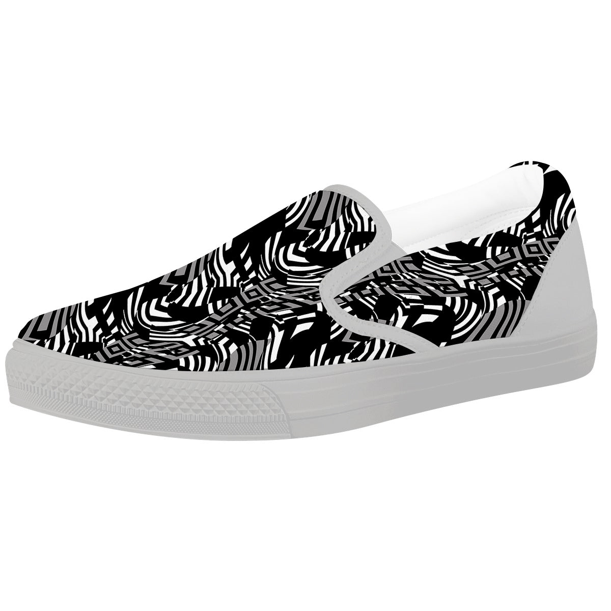 Dazzle Abstract Print Pattern White Slip On Shoes-grizzshop