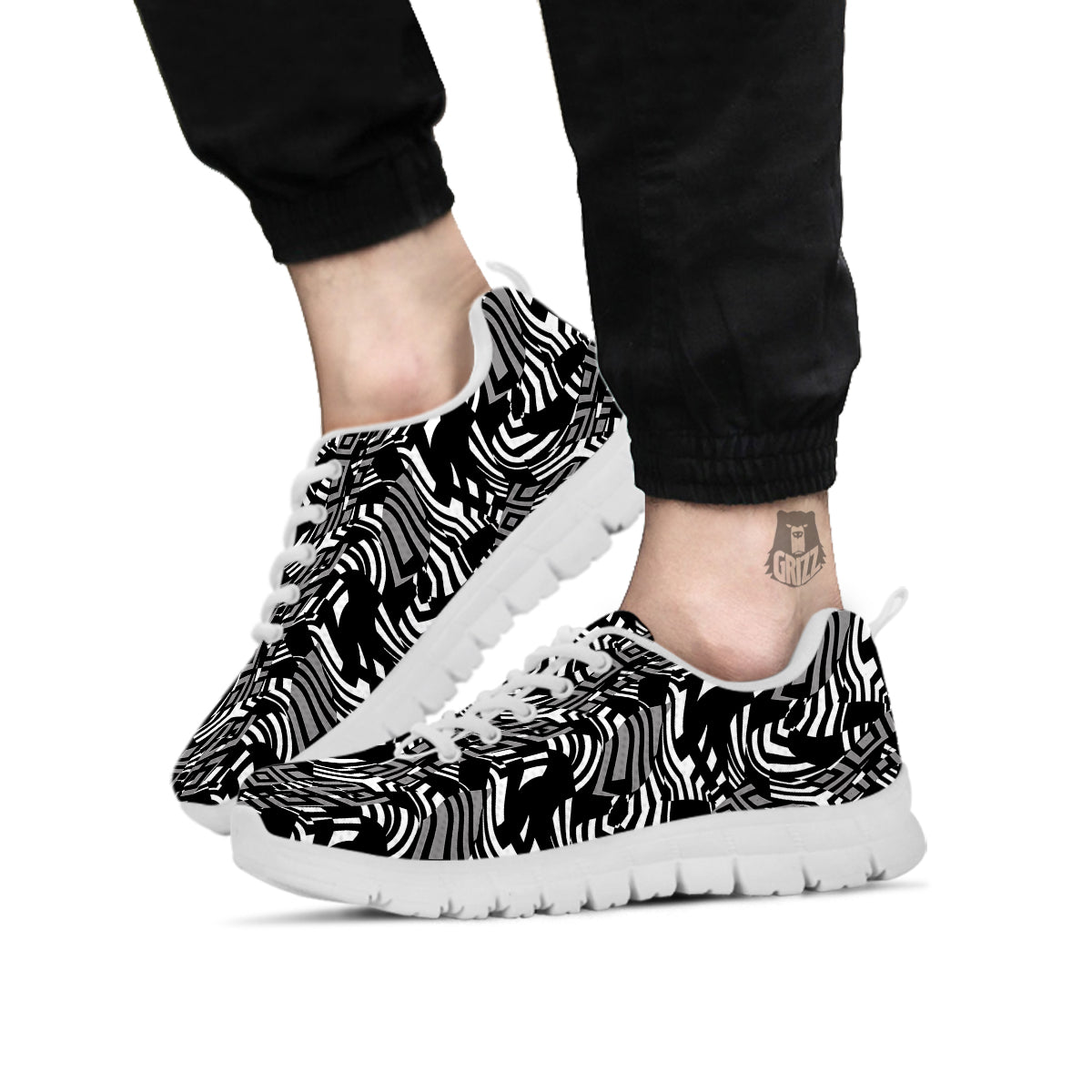 Dazzle Abstract Print Pattern White Sneaker-grizzshop