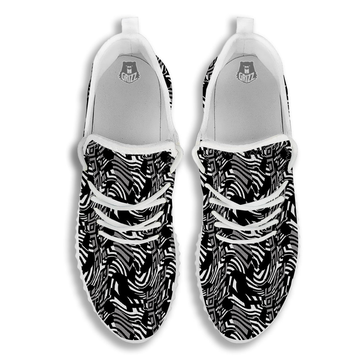 Dazzle Abstract Print Pattern White Walking Shoes-grizzshop
