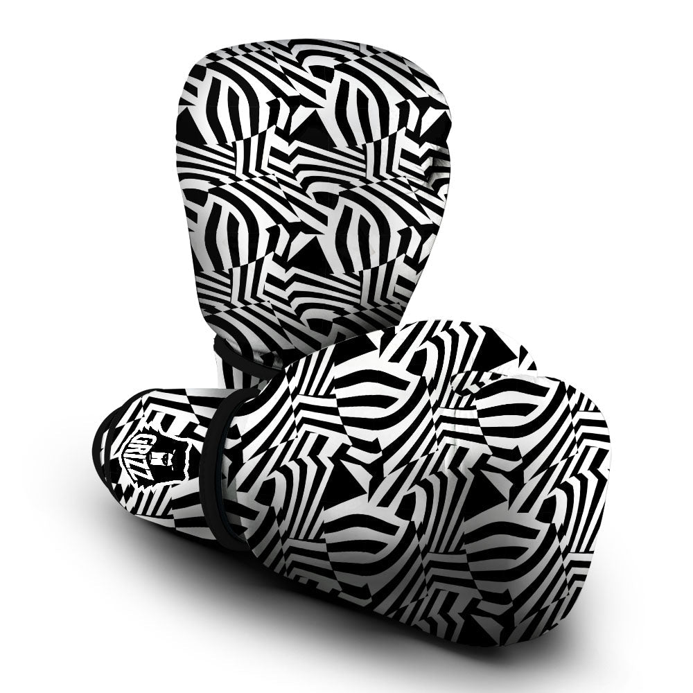 Dazzle White And Black Print Pattern Boxing Gloves-grizzshop