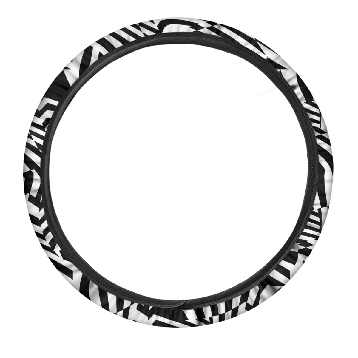 Dazzle White And Black Print Pattern Car Steering Wheel Cover-grizzshop
