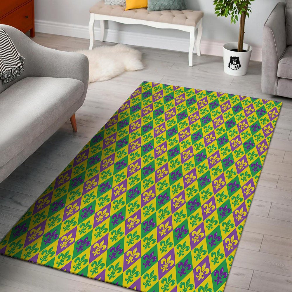 De Lis Mardi Gras Print Pattern Floor Mat-grizzshop