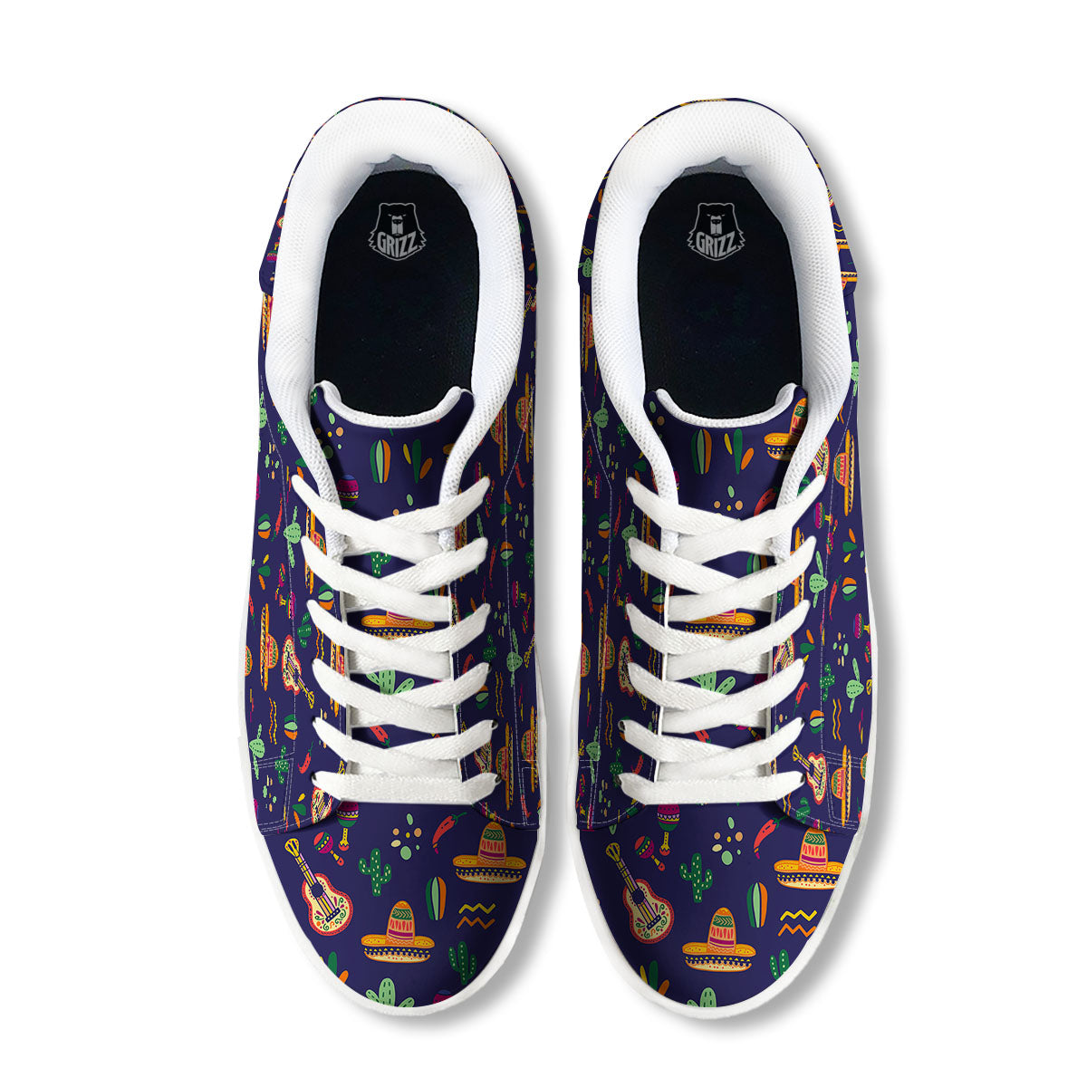 De Mayo Mexico Cinco Print Pattern White Low Top Sneakers-grizzshop