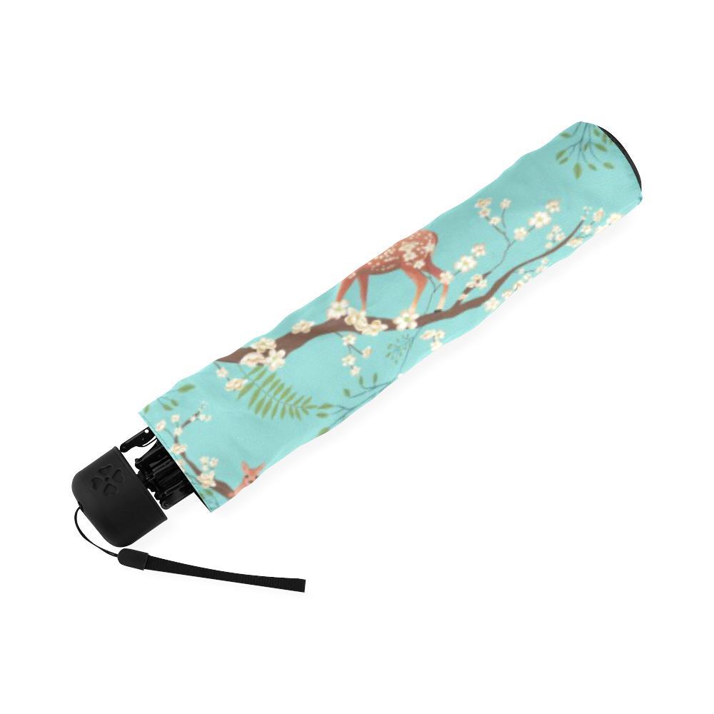 Deer Blossom Tree Pattern Print Foldable Umbrella-grizzshop