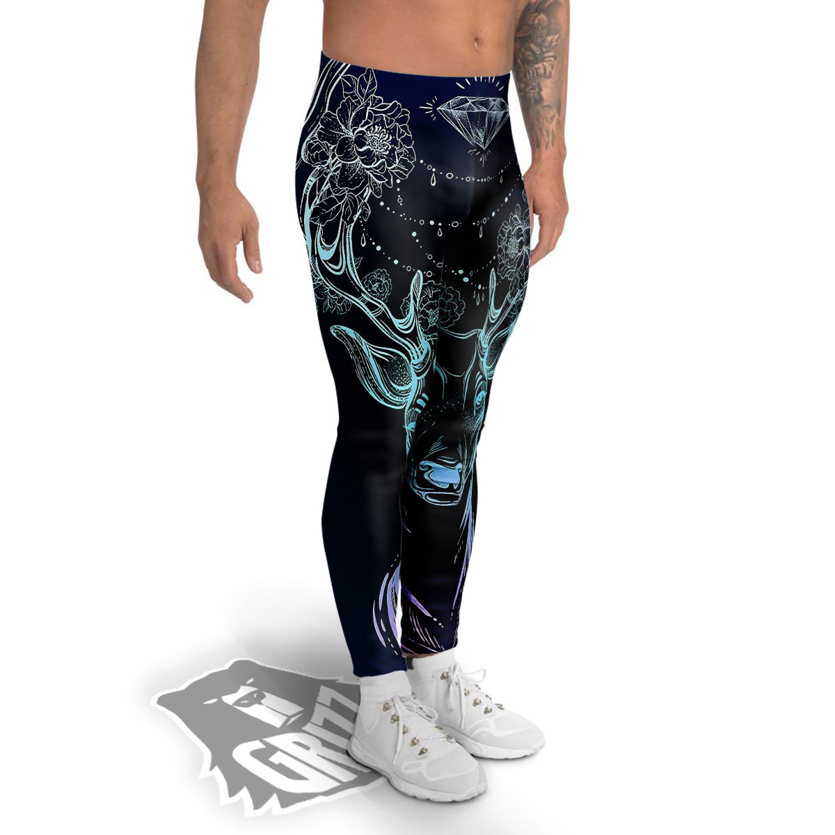 Deer Bohemian Spiritual Print Men's Leggings-grizzshop