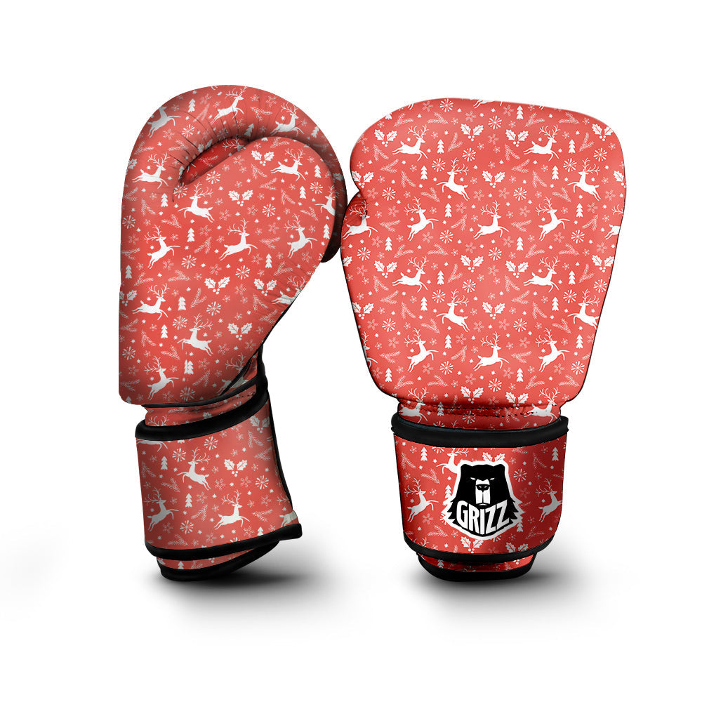 Deer Christmas Print Pattern Boxing Gloves-grizzshop