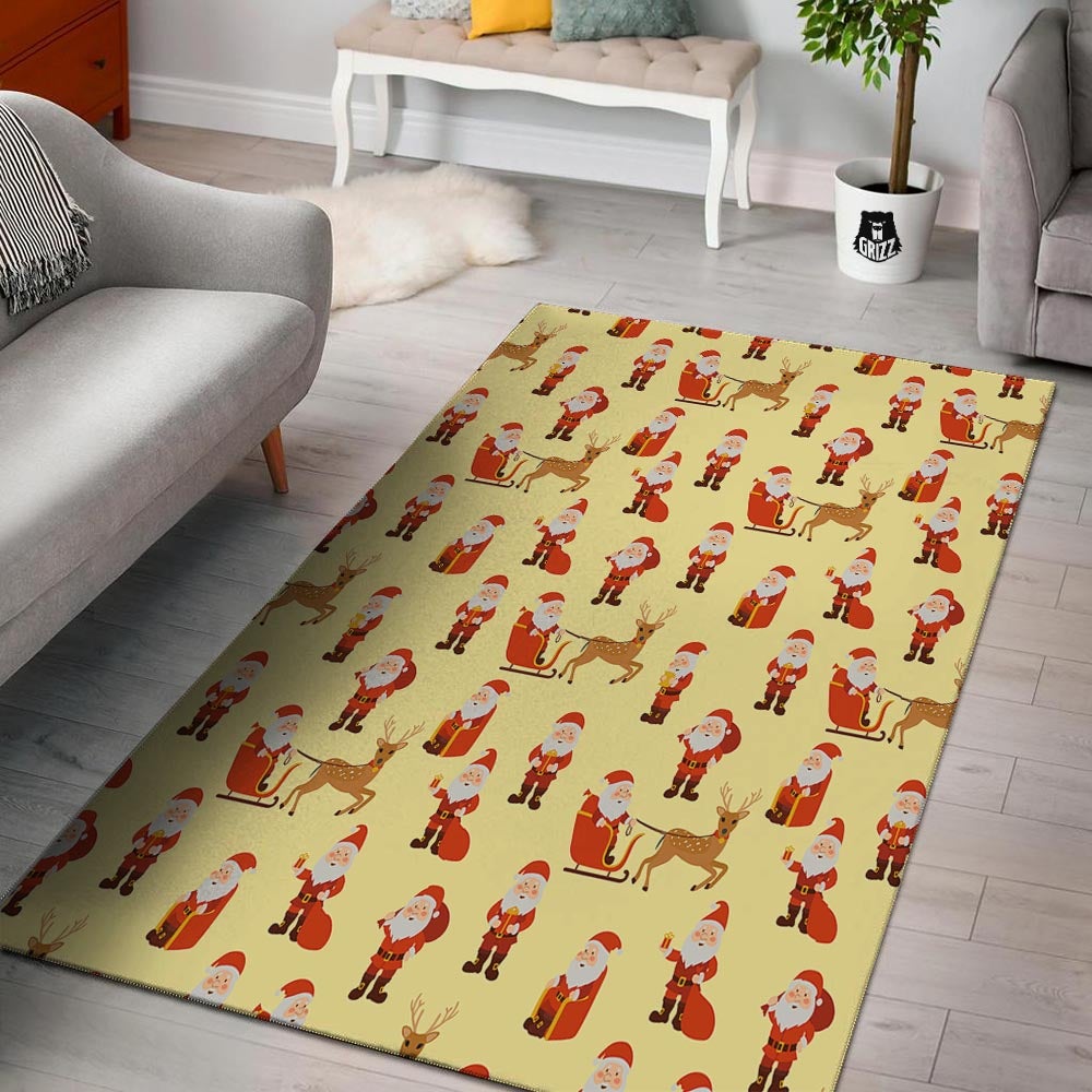 Deer Santa Claus Print Pattern Floor Mat-grizzshop