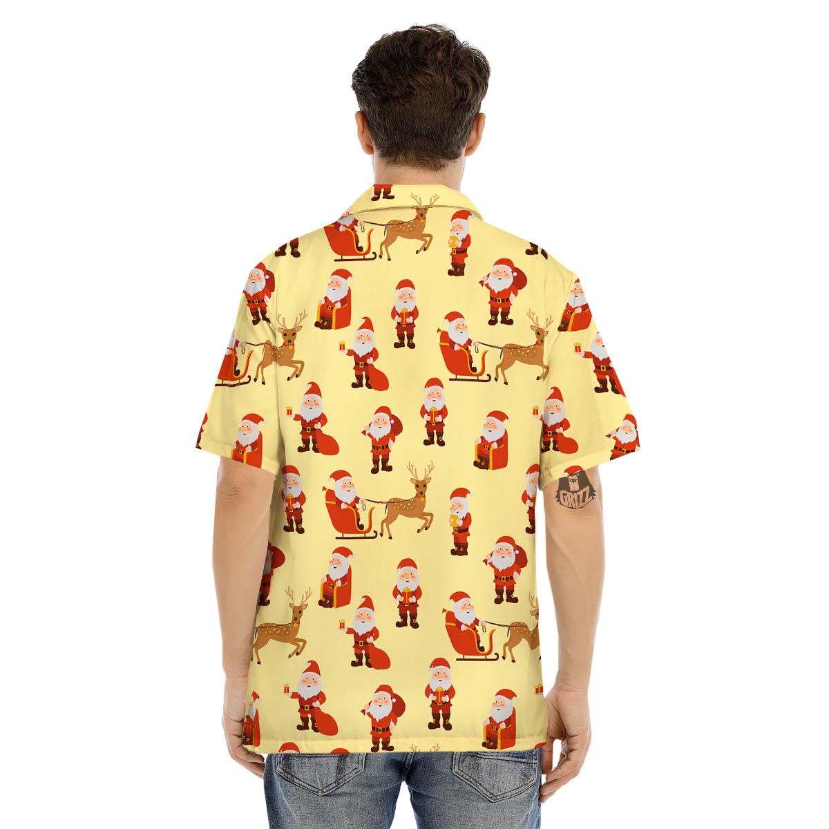 Deer Santa Claus Print Pattern Men's Hawaiian Shirt-grizzshop