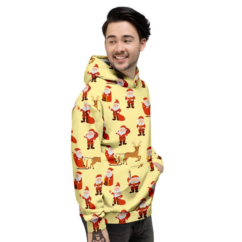 Deer Santa Claus Print Pattern Men's Hoodie-grizzshop