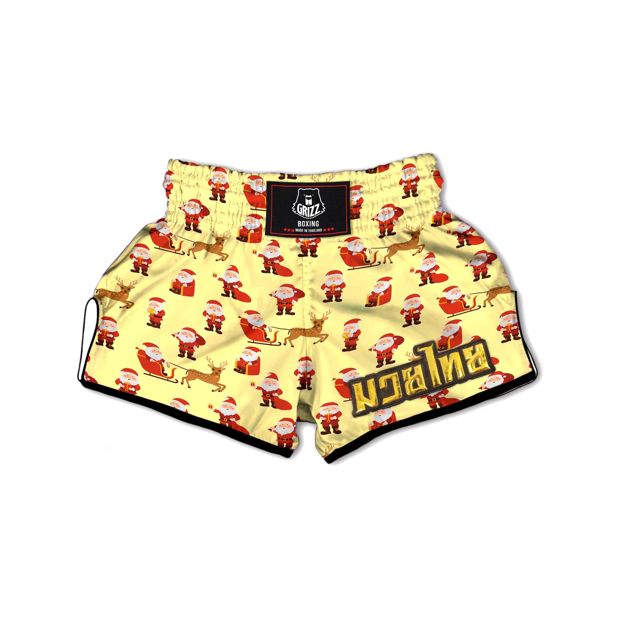 Deer Santa Claus Print Pattern Muay Thai Boxing Shorts-grizzshop