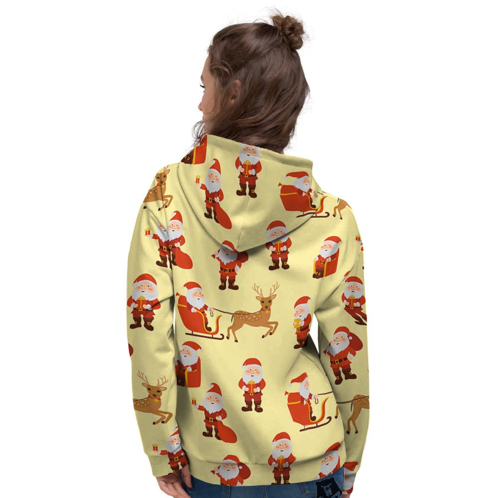 Deer Santa Claus Print Pattern Women's Hoodie-grizzshop