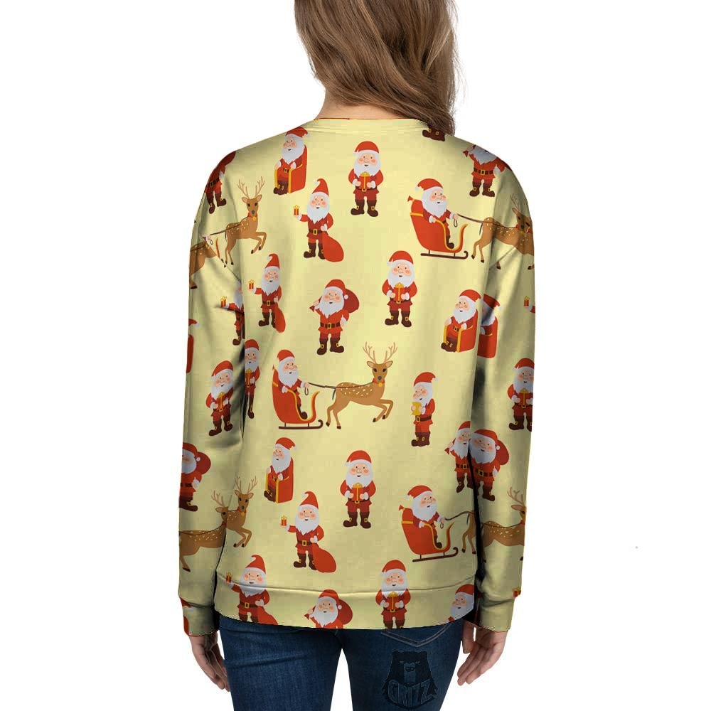 Deer Santa Claus Print Pattern Women's Sweatshirt-grizzshop