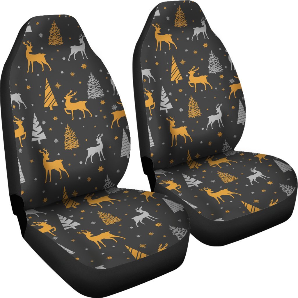 Deer Christmas Tree Pattern Print Universal Fit Car Seat Cover-grizzshop
