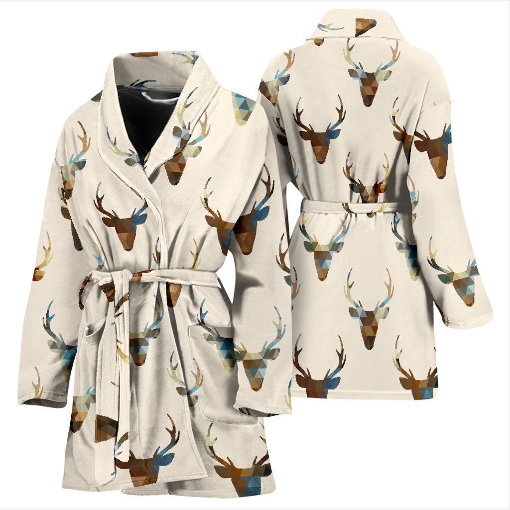 Deer Pattern Print Women Long Robe-grizzshop