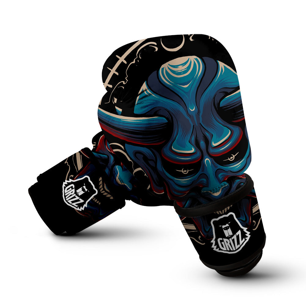 Demon Japanese Blue Print Boxing Gloves-grizzshop