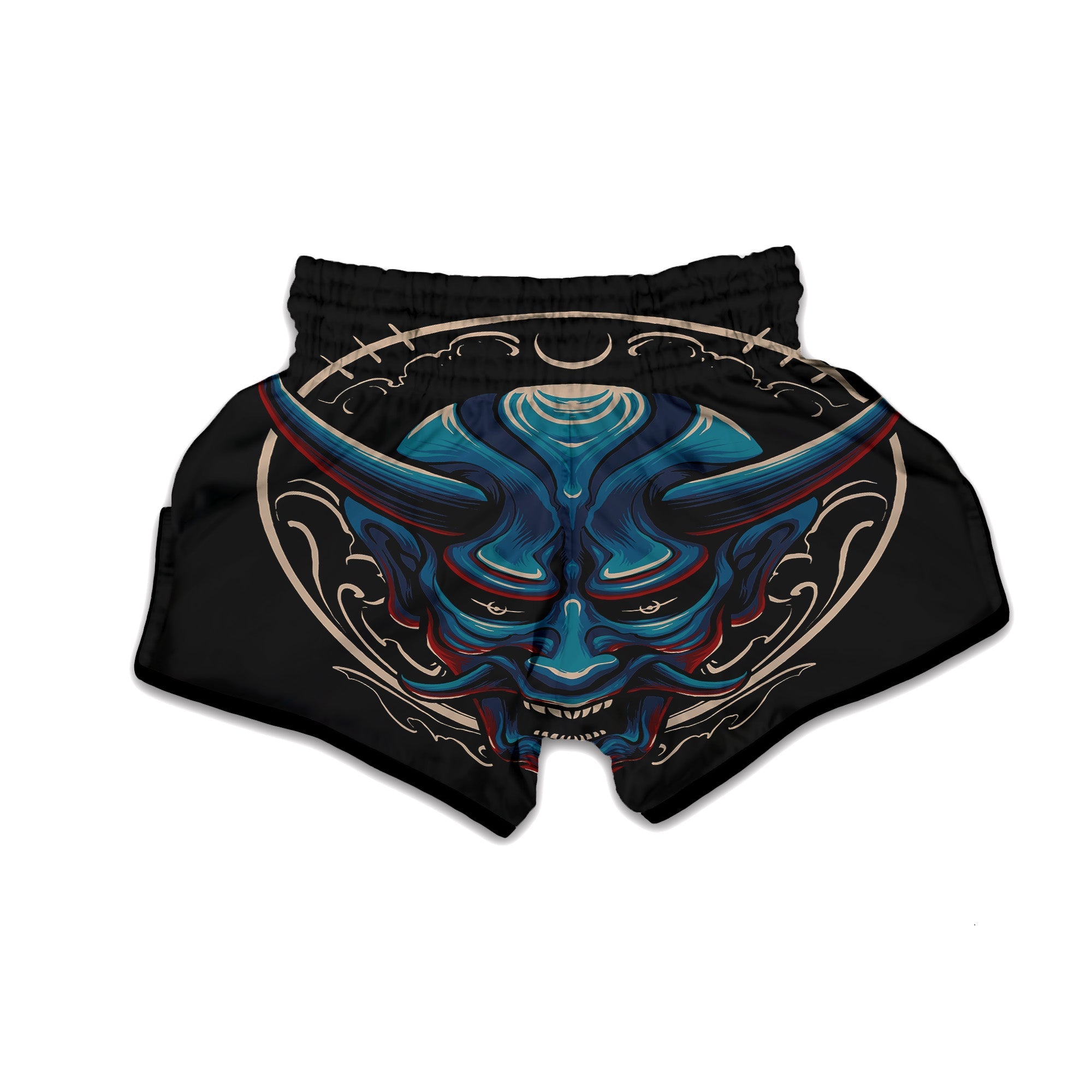 Demon Japanese Blue Print Muay Thai Boxing Shorts-grizzshop