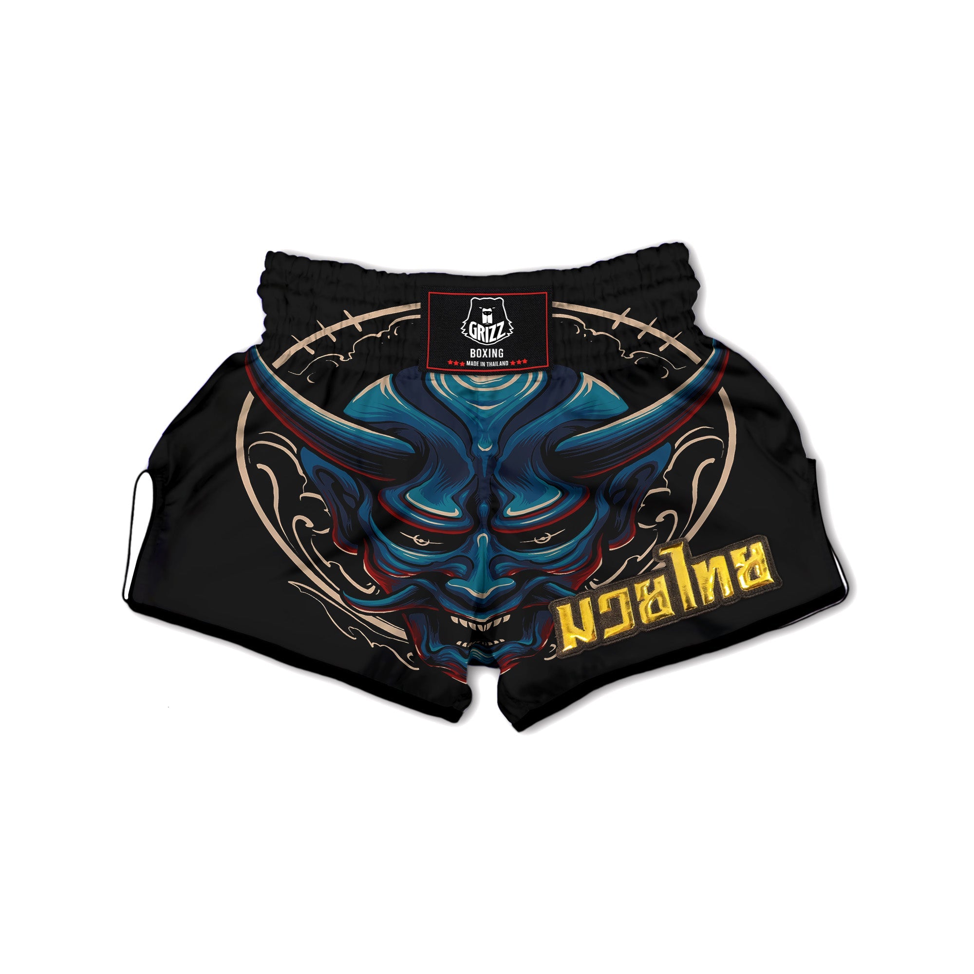 Demon Japanese Blue Print Muay Thai Boxing Shorts-grizzshop
