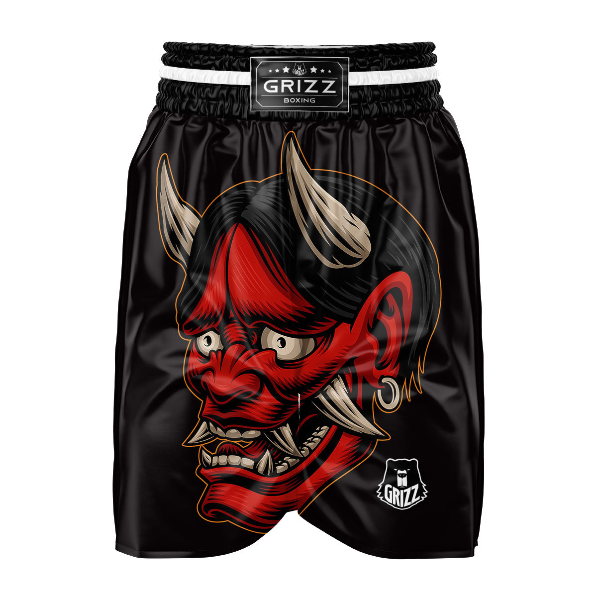 Demon Japanese Print Boxing Shorts-grizzshop