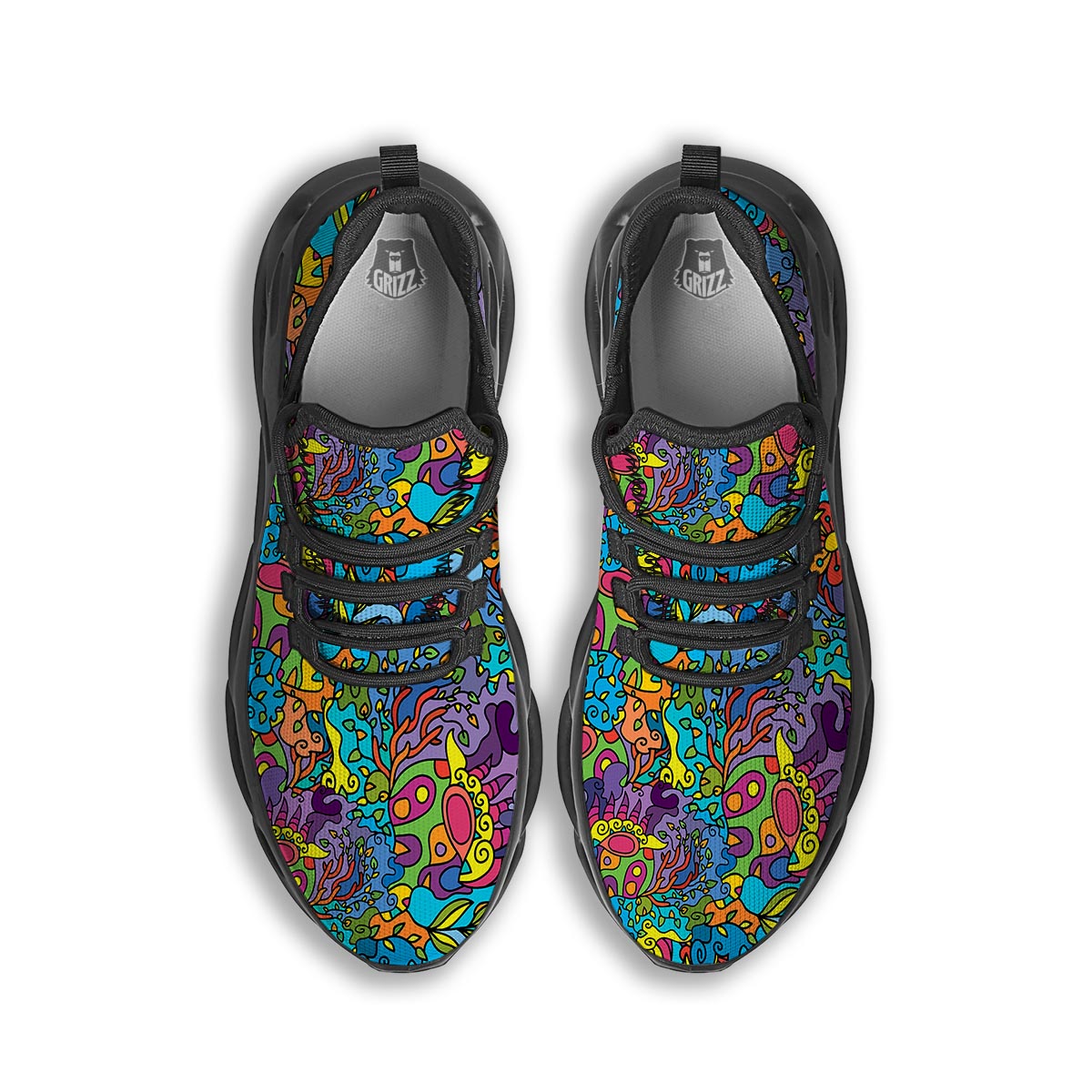 Demon Psychedelic Black Running Shoes-grizzshop