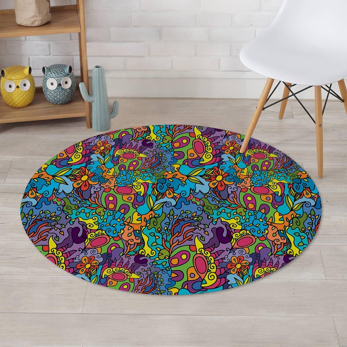 Demon Psychedelic Round Rug-grizzshop