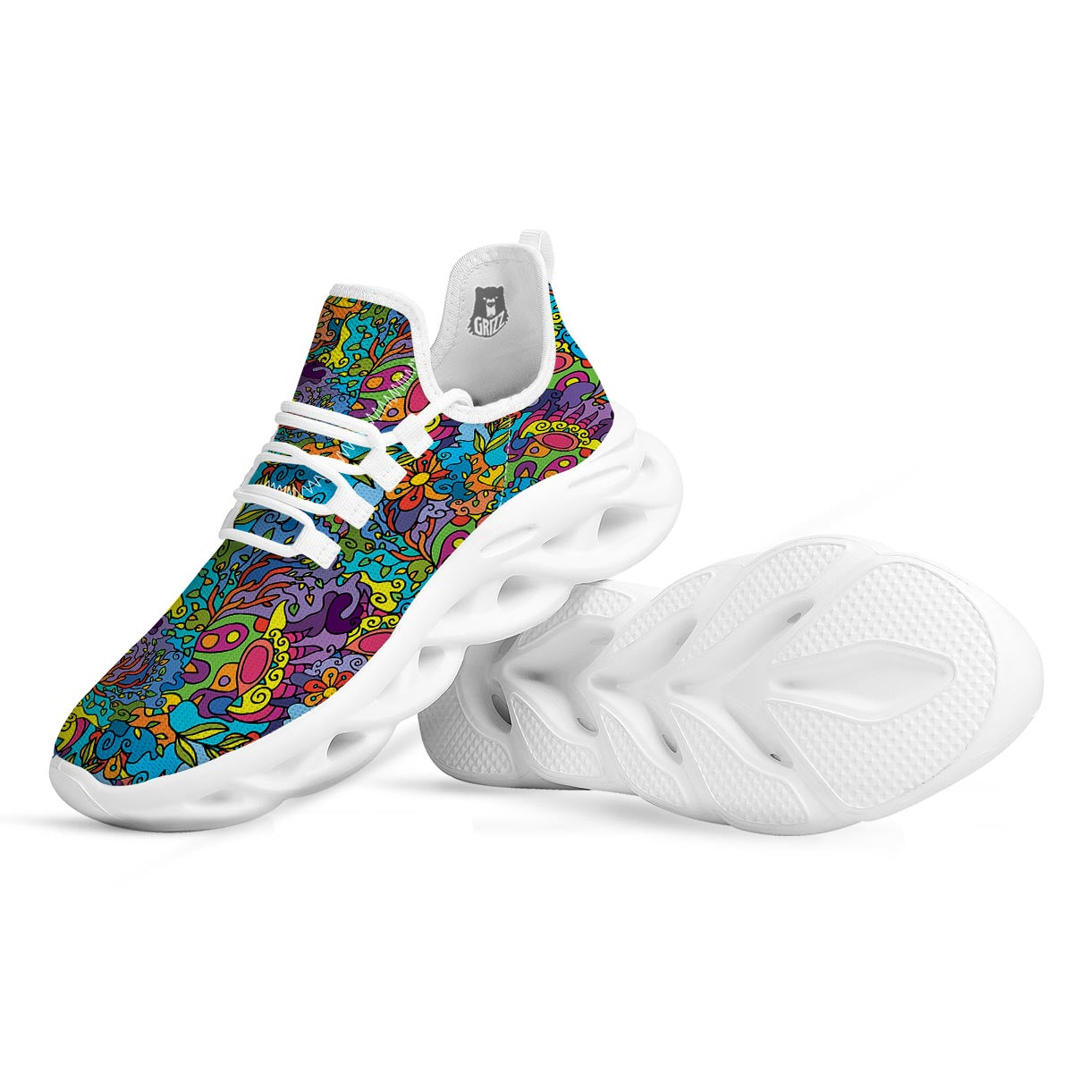 Demon Psychedelic White Running Shoes-grizzshop