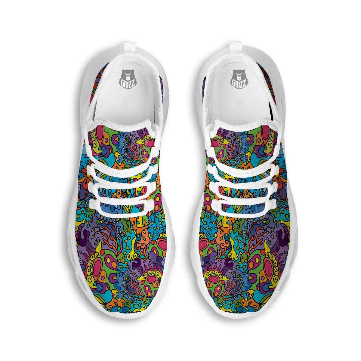 Demon Psychedelic White Running Shoes-grizzshop