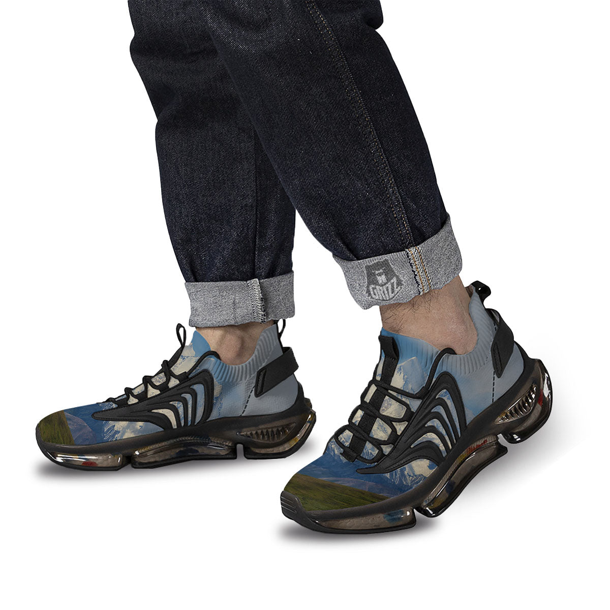 Denali Mountain Print Black Gym Shoes-grizzshop