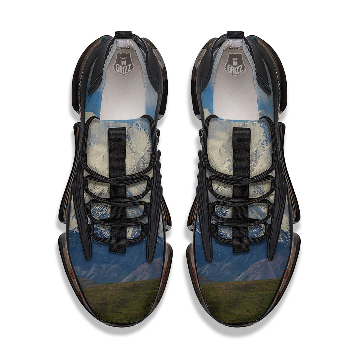 Denali Mountain Print Black Gym Shoes-grizzshop